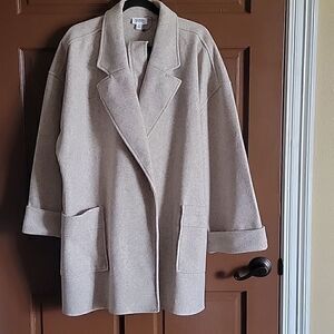 Spreadfashion The Drop- Poly/Viscose Heather Beige Jacket XXL. NWOT. Belted.